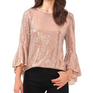 NWT| Vince Camuto Metallic Knit Flutter Sleeve Top